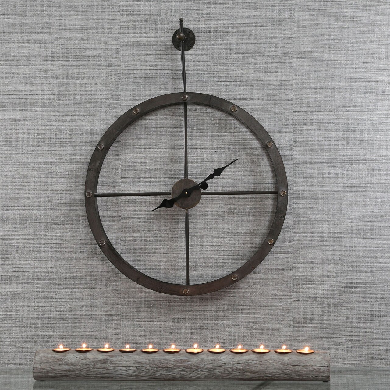 Kingston Living 31.5" Gray and Black Numberless Hanging Wall Clock